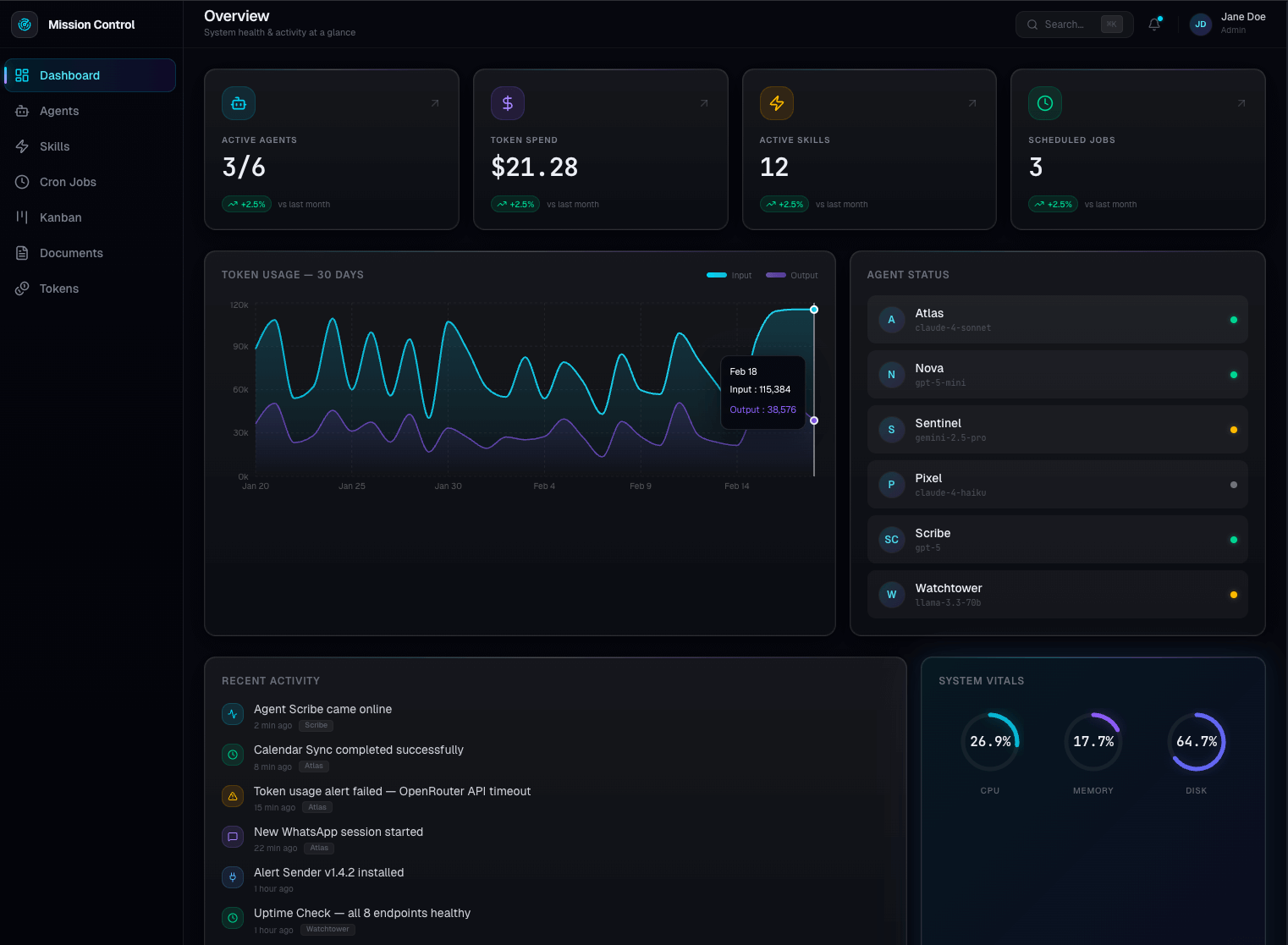 Agent Mission Control screen 1